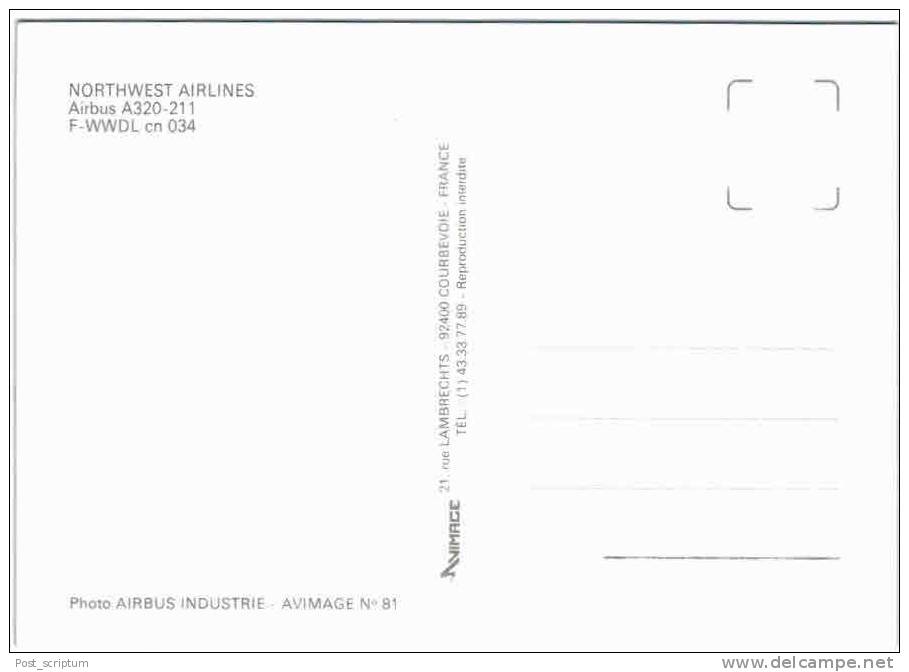 Thème - Transport - Avion - Avimage N° 81 - Northwest Airlines - Airbus A320-211 - 1946-....: Moderne