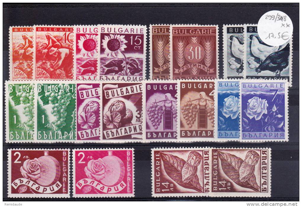 BULGARIE - 1938 - YVERT N°299/318 * MH - COTE = 37 EUR. - Nuevos