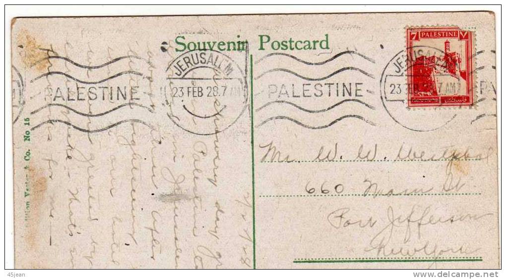 Palestine: 1928 Très Belle Carte "Porte De Damas" Voyagée De Jéruslem Vers La Suède - Palestine