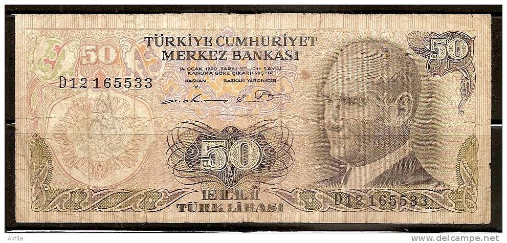 Turkey 1970 Banknote - 50 Turk Lirasi (lira) - Turkey