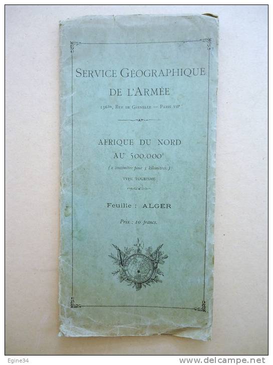 Service Géographique De L'Armée - AFRIQUE DU NORD - Au 500.000e - Feuille : ALGER - 1931 - Mapas Topográficas