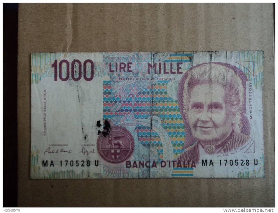 1000 LIRE ITALIA MONTESSORI - D.M. 03 OTTOBRE 1990 DATA EMISSIONE 24.10.1990   CIAMPI-SPEZIALI- - 1.000 Lire