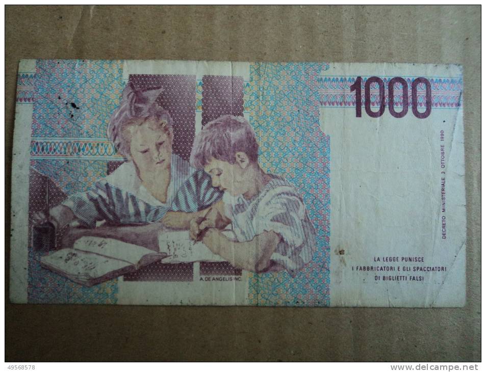 1000 LIRE ITALIA MONTESSORI - D.M. 03 OTTOBRE 1990 DATA EMISSIONE 24.10.1990   CIAMPI-SPEZIALI- - 1.000 Lire