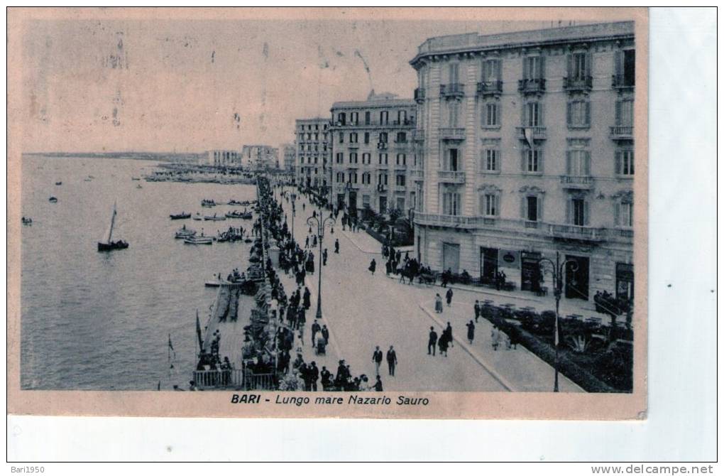 Cartolina  D´epoca        "   Bari -  Lungo Mare Nazario Sauro   " - Bari