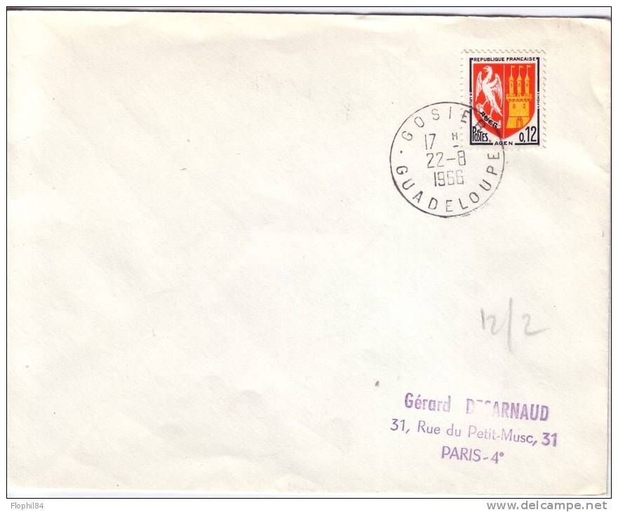 GUADELOUPE-GOSIER DU 22-8-1966 - LETTRE POUR PARIS.. - Covers & Documents