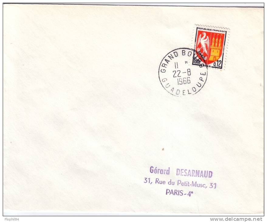 GUADELOUPE-GRAND BOURG DU 22-8-1966 - LETTRE POUR PARIS. - Covers & Documents