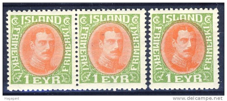 #C991. Iceland 1932. Michel 156A In Pair And Single. MNH(**). - Ungebraucht