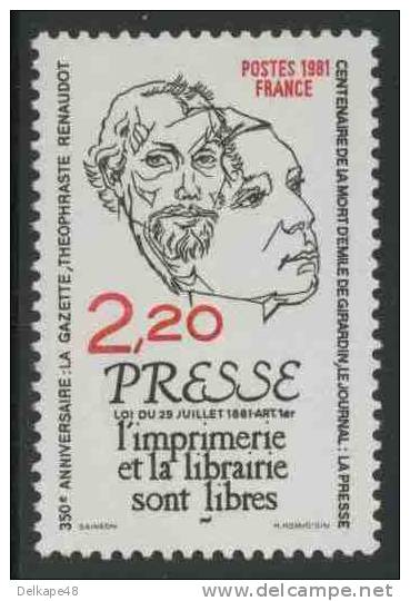 France Rep. Française 1981 Mi 2267 YT 2143 Sc 1743 ** Th. Renaudot (1586-1653) + E. De Girardin (1806-1881) Publicists - Schrijvers