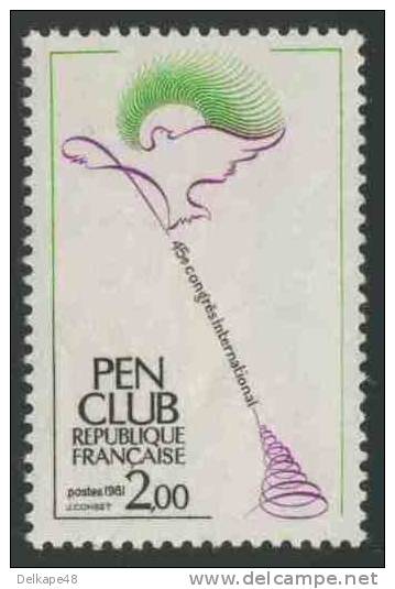 France 1981 Mi 2281 YT 2164 Sc 1769 ** 45th Int. Congress Of P.E.N. Club, Lyon + Paris /Schriftsteller-Verband - Schrijvers