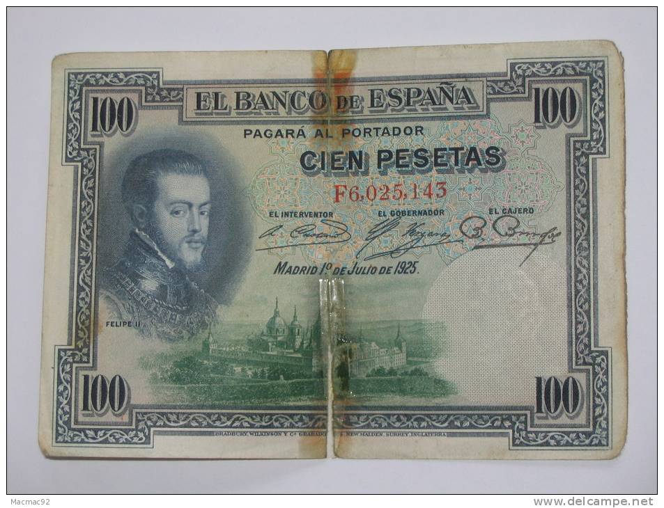 ESPAGNE. 100 Pesetas - Cien Pestas - 1.7.1925. - 100 Peseten