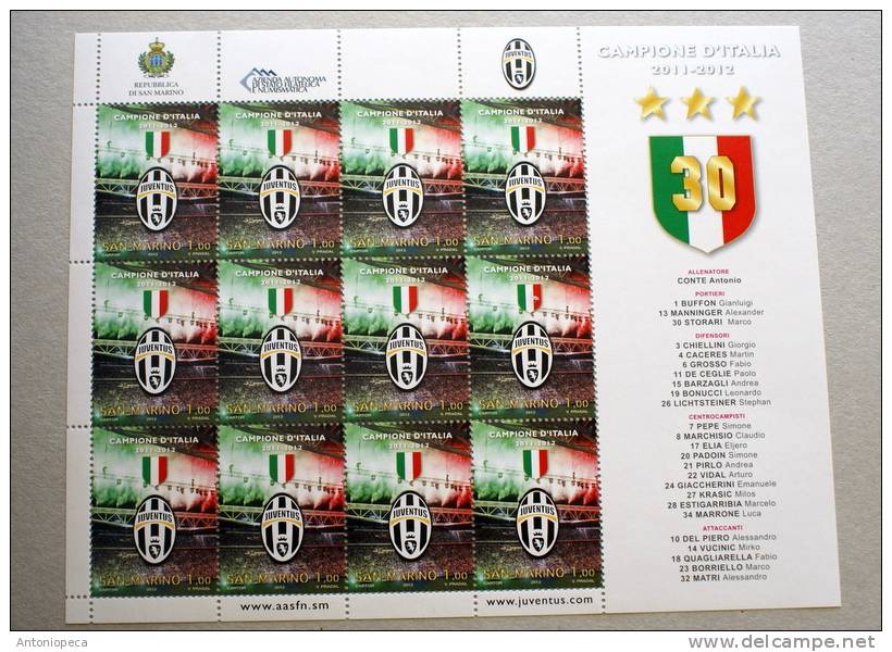 SAN MARINO  2012 -  JUVENTUS CAMPIONE D'ITALIA 2011-2012 SHEET MNH** - Blocs-feuillets