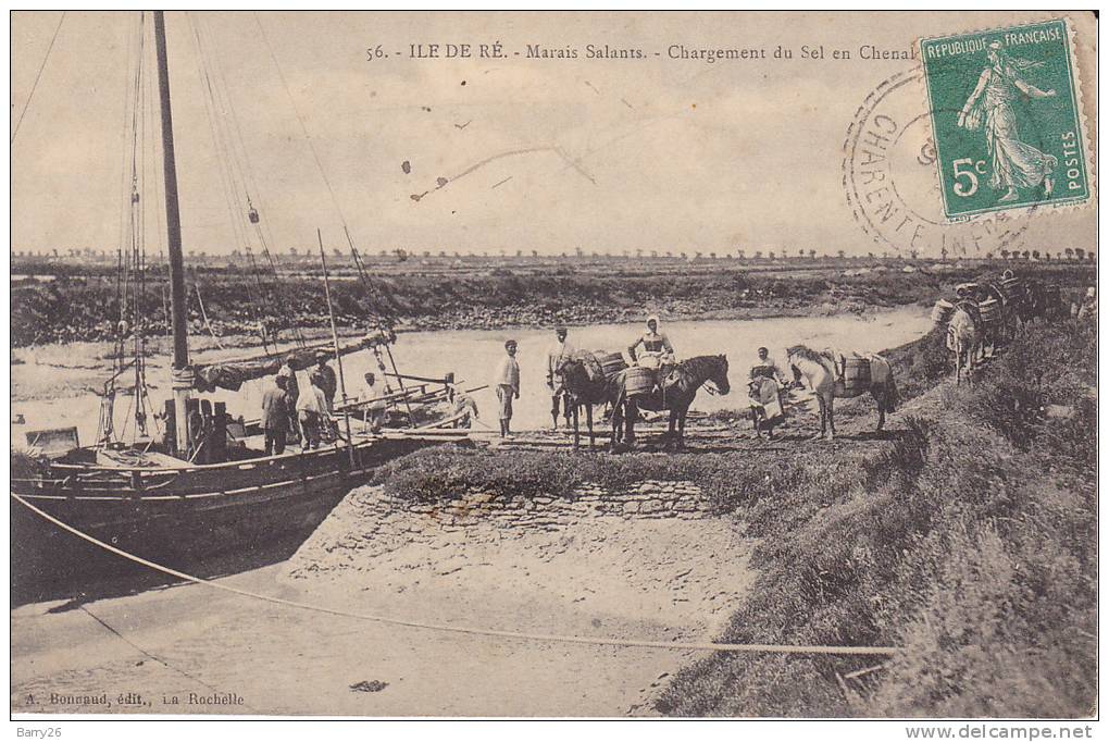 Ile De Ré  - Marais Salants - Chargement Du Sel En Chenal (1916) - Ile De Ré