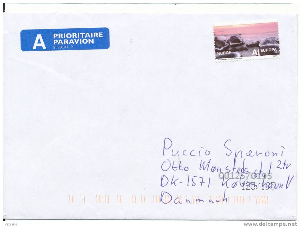 Norway Cover Sent To Denmark With 1 X A Stamp Without Cancel - Storia Postale