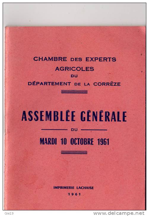 Livret De L'Assemblée Générale De La Chambre Des Experts Agricoles De La Corrèze - Sin Clasificación
