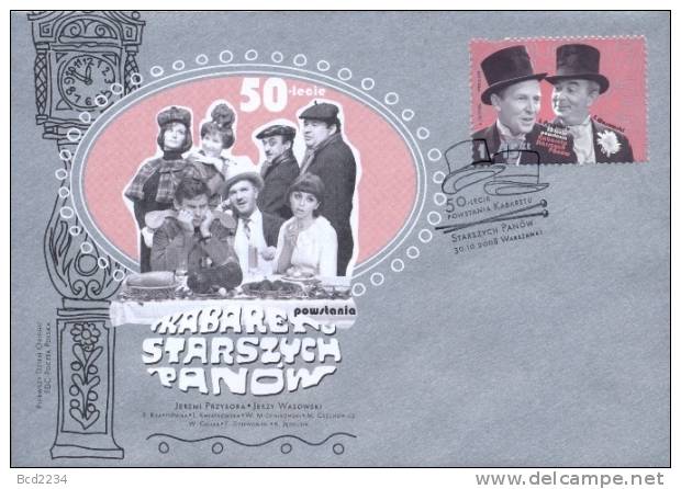 POLAND 2008 FDC 50TH ANNIVERSARY OF POLISH THEATRE GROUP KABARET STARSZYCH PANOW CABARET OF ELDERLY GENTLEMEN - FDC