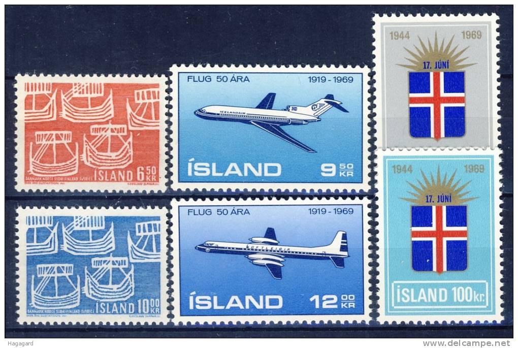 #C1145. Iceland 1969. 6 Different Items. MNH(**) - Collections, Lots & Séries