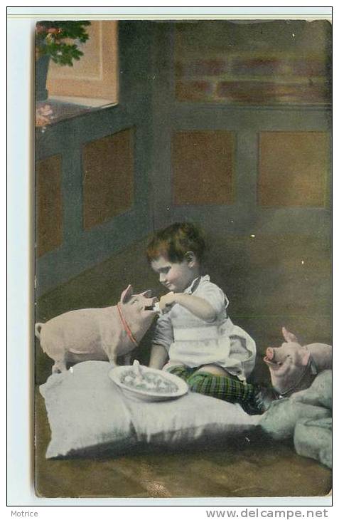 COCHONS ET ENFANT. - Schweine