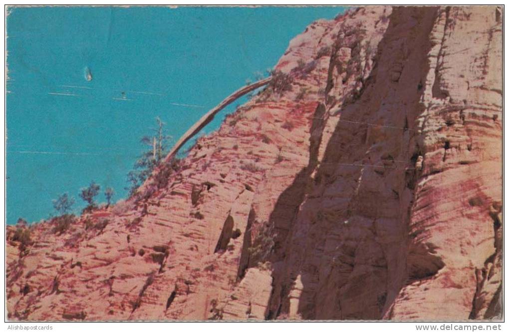 Zion National Park, Natural Arch On Bridge Mountain From Watchman Trailhead, Springdale, Utah UT United States, Vintage - Zion