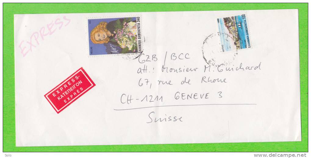 Sur Enveloppe PAR AVION - GRECE - 2 Timbres - Cartas & Documentos