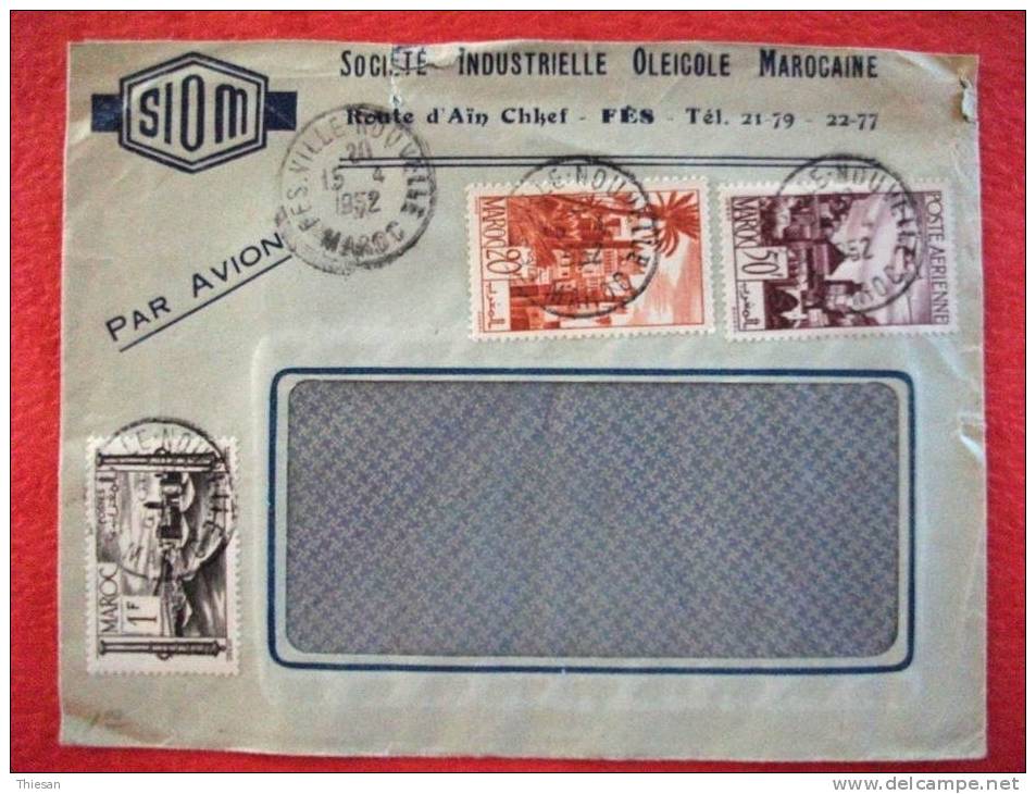 Maroc Lettre Fez 1952 Entête Société Oléicole Cover - Storia Postale