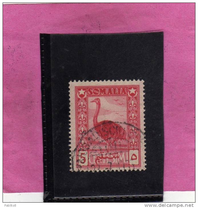 SOMALIA AFIS 1950 AFRICAN SUBJECTS SOGGETTI AFRICANI STRUZZO OSTRICH CENT. 5c SUJETS AFRICAINS USATO USED OBLITERE´ - Somalia (AFIS)