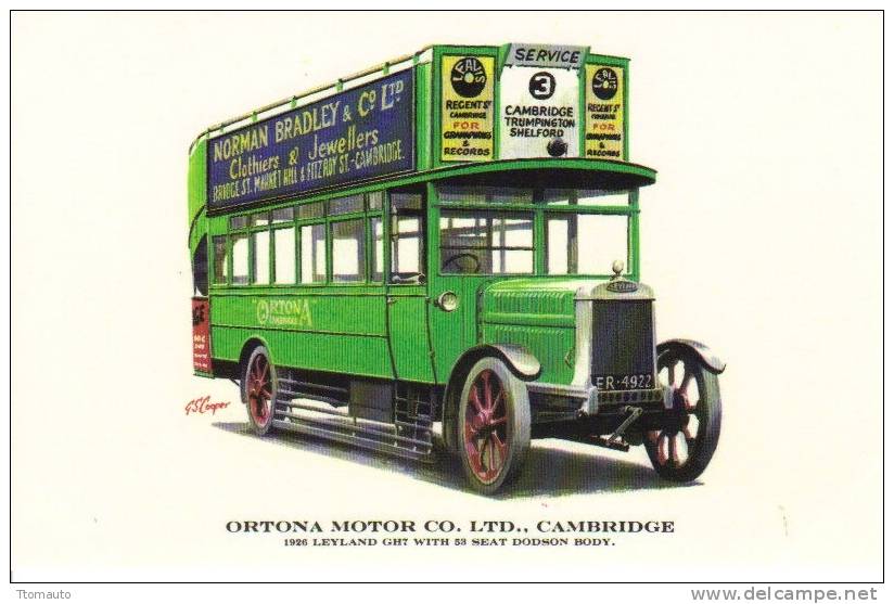 Leyland GH7 - 1926 - Ortona Motor Co. Cambridge  -  Artwork By G.S.Cooper - Bus & Autocars