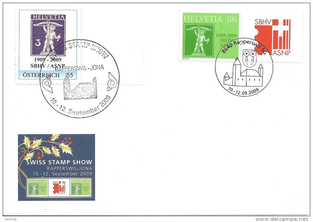 2009 Combobrief Swiss Stamp Show Mit Tell Österreichmarke - Lettres & Documents