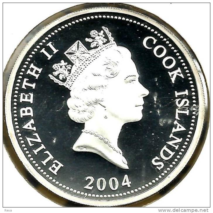 COOK ISLANDS $1 TRAIN USA SANTA FE FRONT QEII HEAD BACK 2004 PROOF 1Oz .999 SILVER READ DESCRIPTION CAREFULLY !!! - Isole Cook