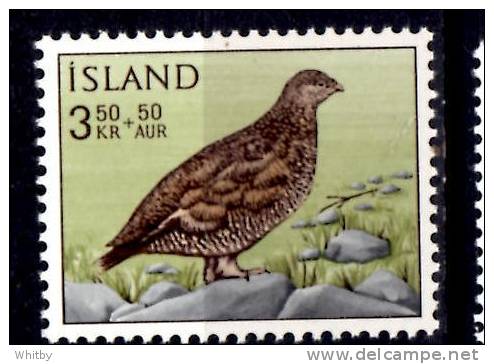 Iceland 1965 3.50k + 50a  Rock Ptarmigan Semi Postal Issue #B19 - Unused Stamps