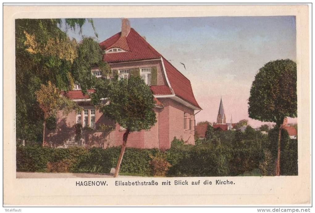 Gruss Aus Hagenow Mecklenburg Elisabethstrasse Mit Blick Auf Die Kirche Color Ungelaufen - Hagenow