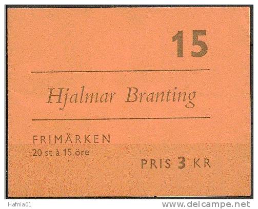 Czeslaw Slania. Sweden 1960. 100 Anniv  Hjalmar Branting. Michel 465 Booklet MNH. Signed. - 1951-80