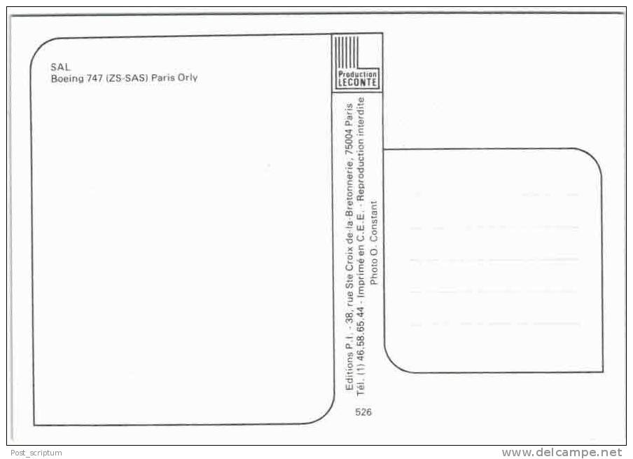 Thème - Transport - Avion - PI N°526 - Boeing 747 - SAL - Paris Orly - 1946-....: Moderne