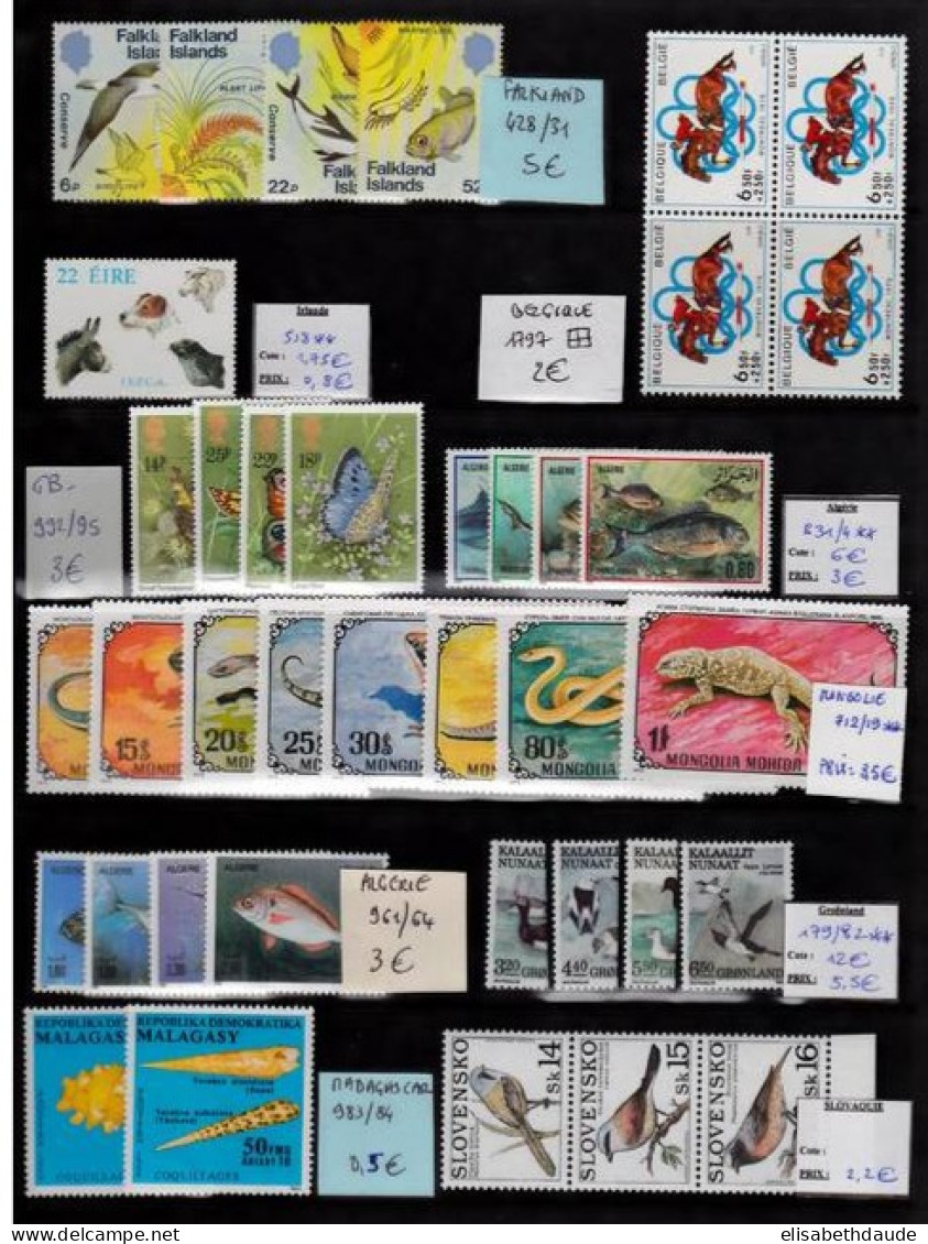 FAUNE - LOT DE DIVERSES SERIES COMPLETES ANIMAUX ** MNH - Colecciones (sin álbumes)