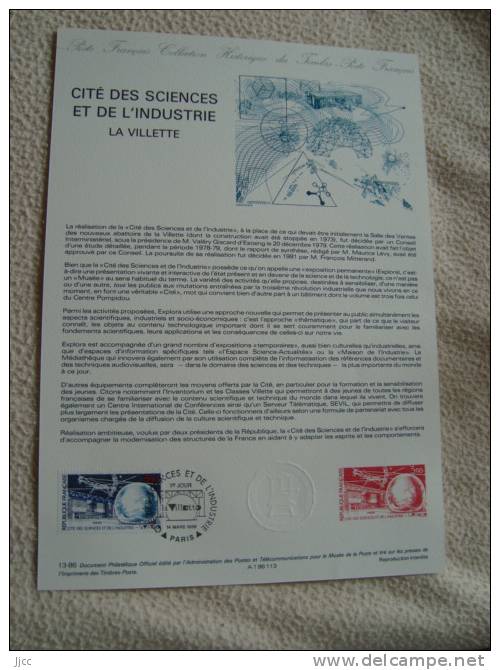 FRANCE - Cité Des Sciences Et De L'Industrie-LA VILLETTE - 1986  - Bon état - Documents De La Poste