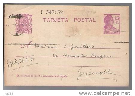 Espagne - Lot De 2 - Entier Postal Pour Grenoble - 1850-1931