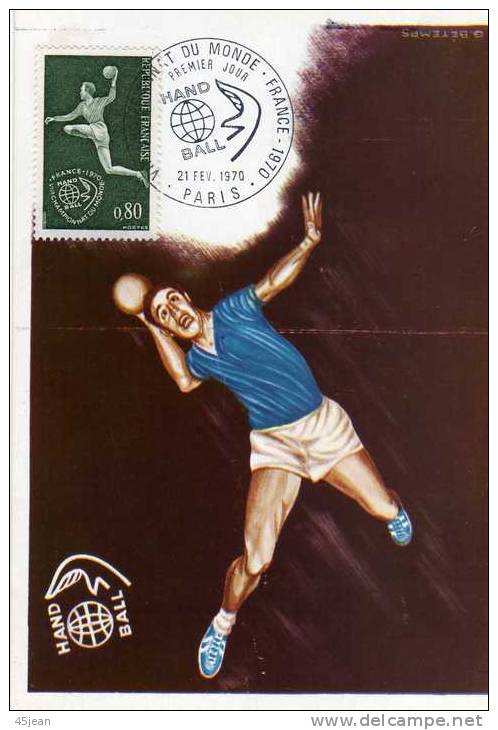 France: 1970 Très Belle Carte Maximum,VII èmes Championnat Du Monde De Hand-ball - Hand-Ball