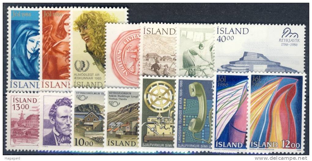 ##A1380. Iceland 1984-86. 15 Different. MNH(**). - Collections, Lots & Series