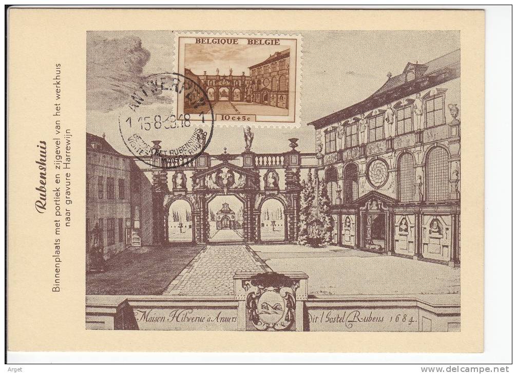 Carte Maximum BELGIQUE N°Yvert 504 (RUBENS) Obl Sp Rubens 1939 (Maison De Rubens à Anvers Par Harrewiljn) - 1934-1951