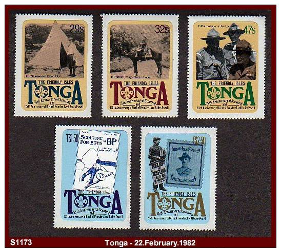 S1173 TONGA - 22.February.1982 - "75th ANNIVERSARY WORLD SCOUTING" - Mint Set X5 - Scouting - Other & Unclassified