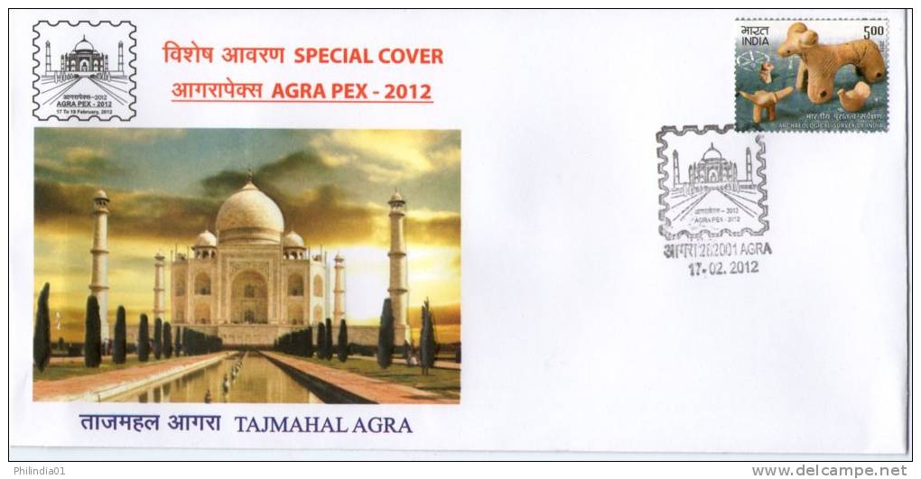 India 2012 Taj Mahal AGRAPEX-12 Architecture EMBOSSED Special Cover Inde Indien # 18197 - Mosquées & Synagogues