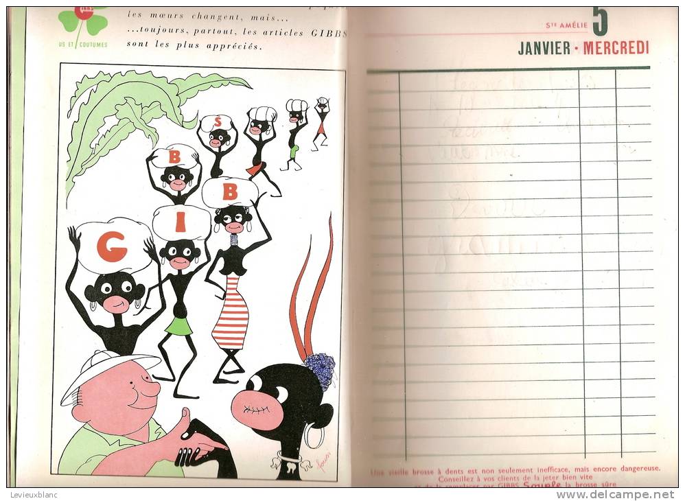 Grand Agenda/Hygiéne/dentifrice S-Brosses à Dents Et Rasoirs/GIBBS/Paris/1955                PARF36 - Autres & Non Classés