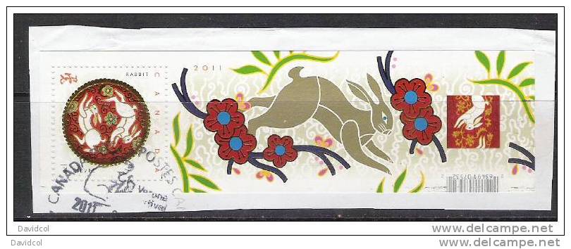 M260.-. CANADA - 1999 // 2011 .-. SPORTS VANCOUVER 2010, LUNAR YEAR RABBIT, ORCHIDS, SOUVENIR SHEETS  USED ON PIECE. - Gebraucht