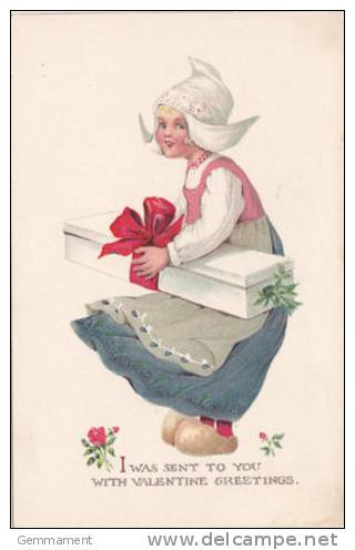 DUTCH GIRL VALENTINE CARD.  TUCK PUBL. 256 - Valentine's Day