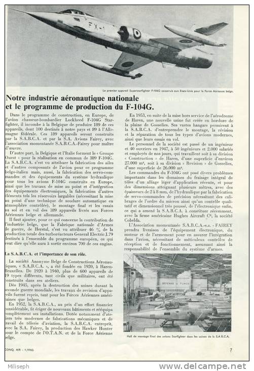 Revue  " LA CONQUETE DE L'AIR Et De L'ESPACE " N° 1 Janvier 1963 - Aéro-club De Belgique - Luchtvaart