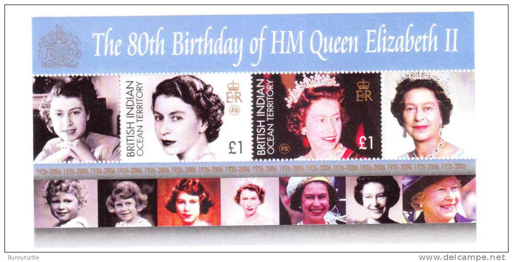 British Indian Ocean Territory BIOT 2006 QE II 80th Birthday Sheet MNH - Territoire Britannique De L'Océan Indien