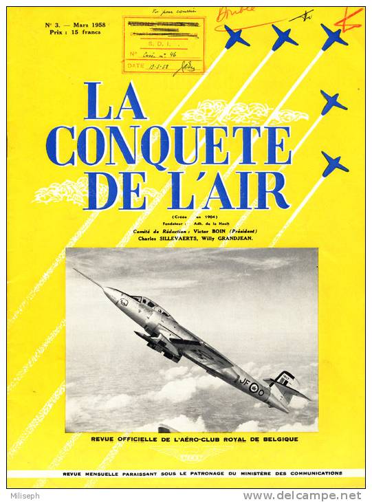 Revue  " LA CONQUETE DE L'AIR  " N° 3 Mars 1958 - Aéro-club De Belgique - Luchtvaart