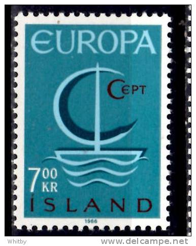 Iceland  1966 7k  Europa Sailboat Issue #384 - Unused Stamps