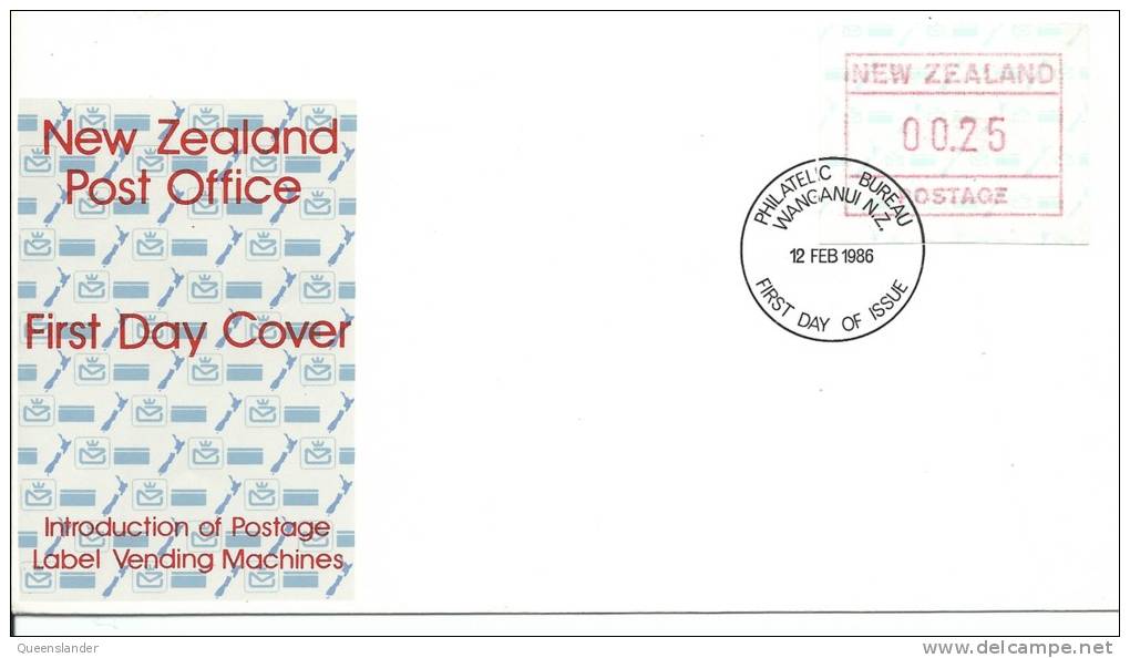 FDC 1986 25 Cent Postage Label Vending Machines FDI 12 Feb 1986 Philatelic Bureau - FDC