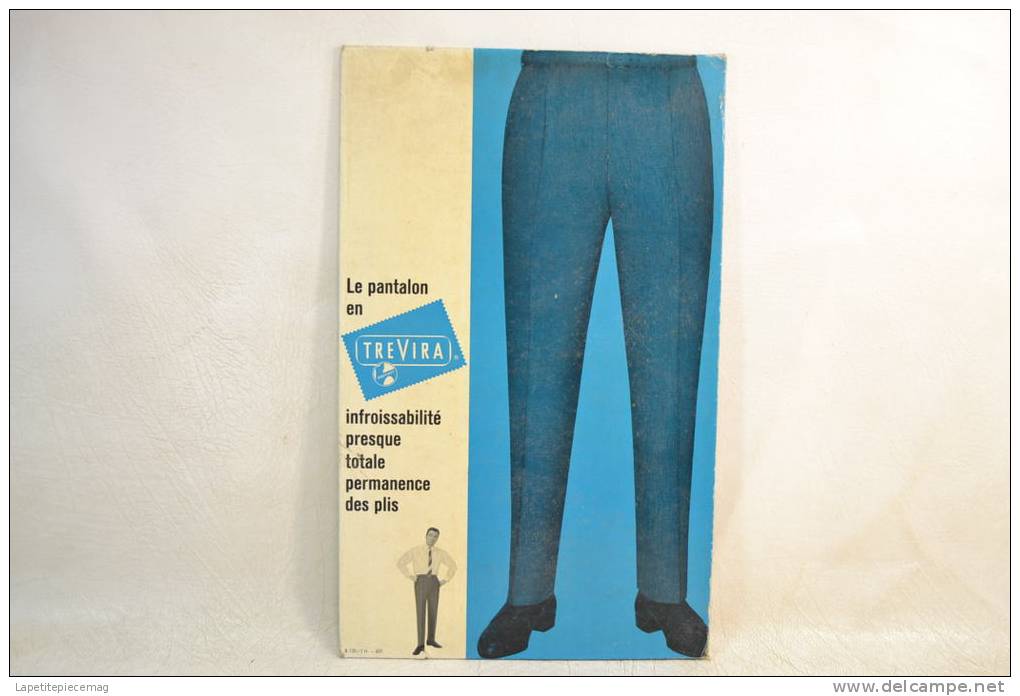 Plaque Publicitaire Années 1960 - 1970, Pantalon Trevira . Vêtements Mode Textiles Design Pub Plv - Placas De Cartón