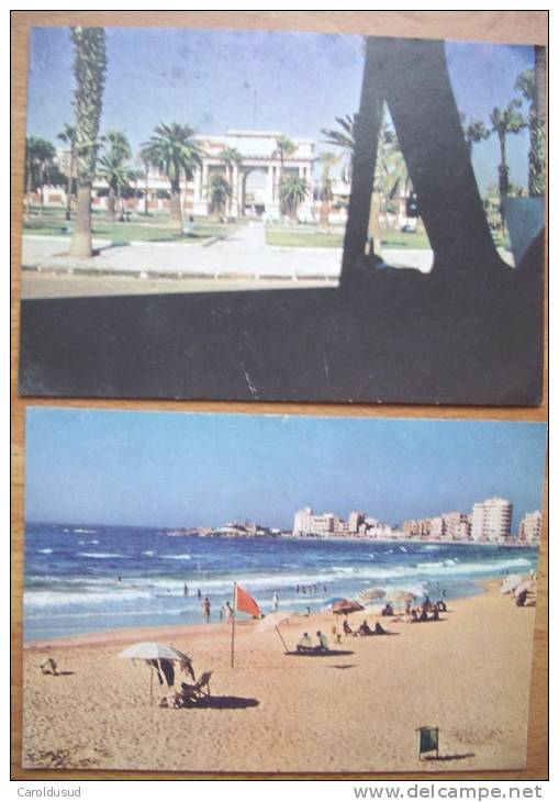 Cp Plot 2x Alexandrie Alexandria Stadium Et Ramleh Beach Voyagé 1958 S.M. Militaria Gouy Lez Pieton Caserne Bps 3 RFA - Alejandría